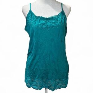 Indigo Y2K Lace Trim Cami Tank Top